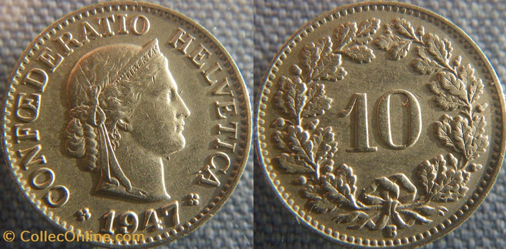 10 Rappen 1947 B monnaie monde suisse 10 rappen 1947 b