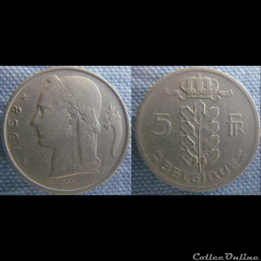 5 Francs 1958 fr monnaie monde belgique 5 francs 1958 fr