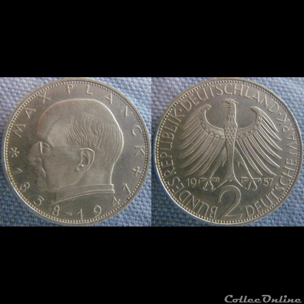 2 Mark 1957 F monnaie monde allemagne 2 mark 1957 f
