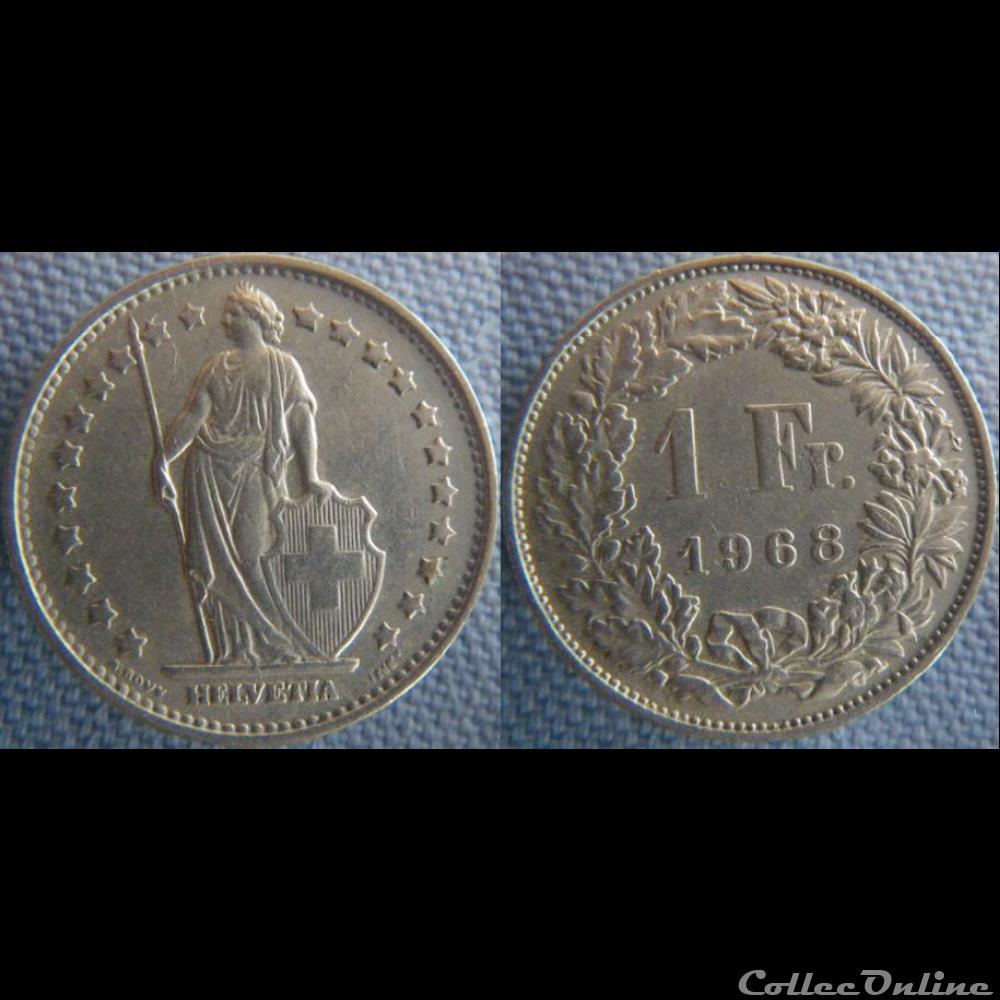 1 Franc 1968 monnaie monde suisse 1 franc 1968