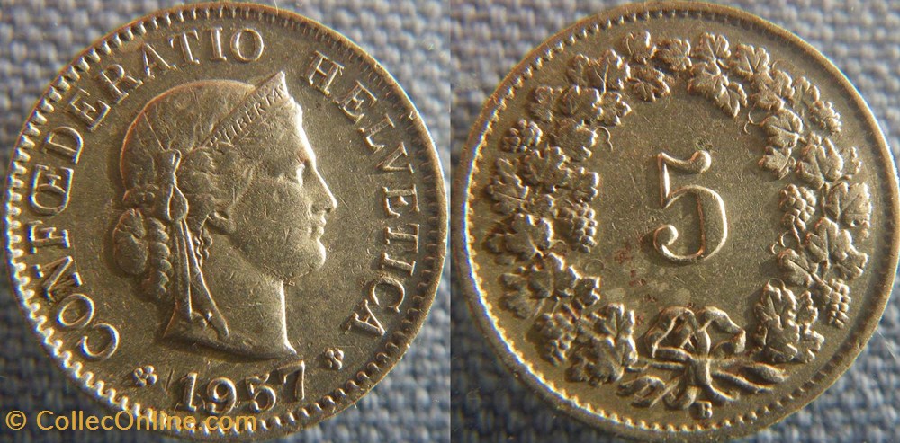 5 Rappen 1957 B monnaie monde suisse 5 rappen 1957 b