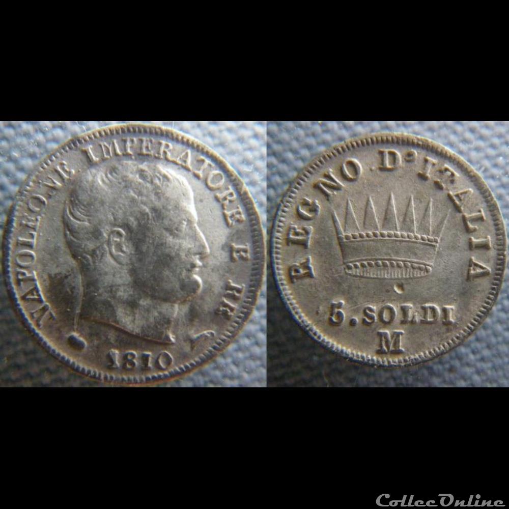 5 soldi 1810 M monnaie monde italie 5 soldi 1810 m
