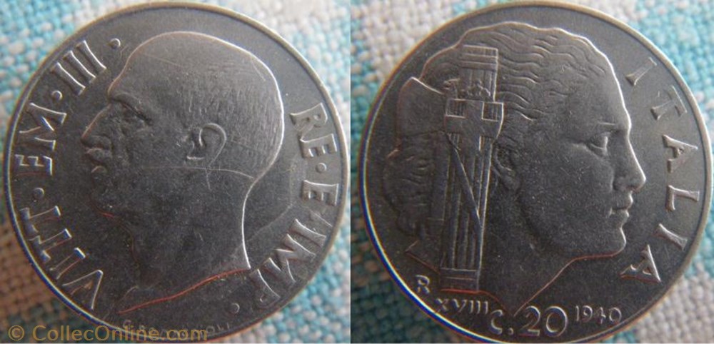 20 Centesimi 1940 monnaie monde italie 20 centesimi 1940
