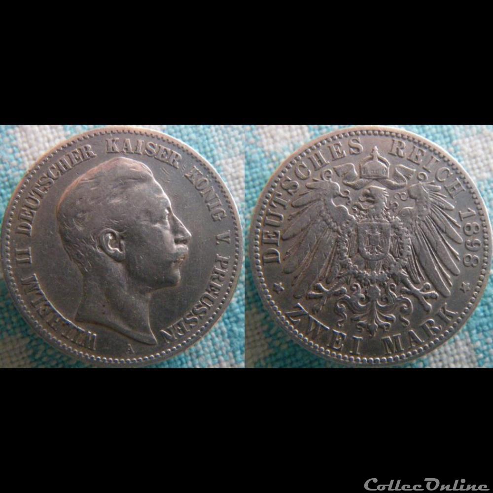 2 Mark 1898 A monnaie monde allemagne 2 mark 1898 a