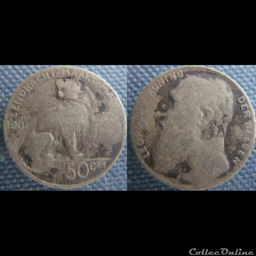 50 centimes 1901 nl monnaie monde belgique 50 centimes 1901 nl