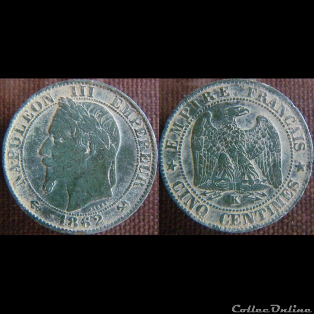 monnaie france moderne 5 centimes 1862 k