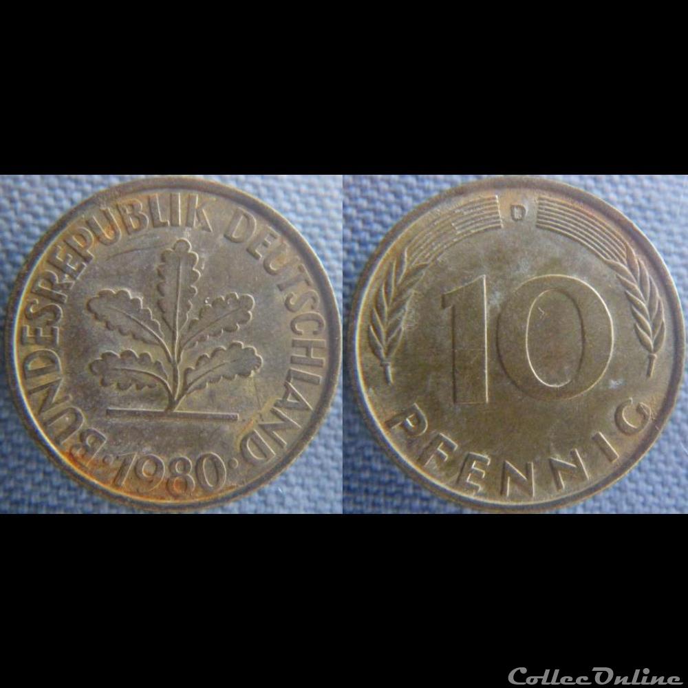 10 Pfennig 1980 D monnaie monde allemagne 10 pfennig 1980 d