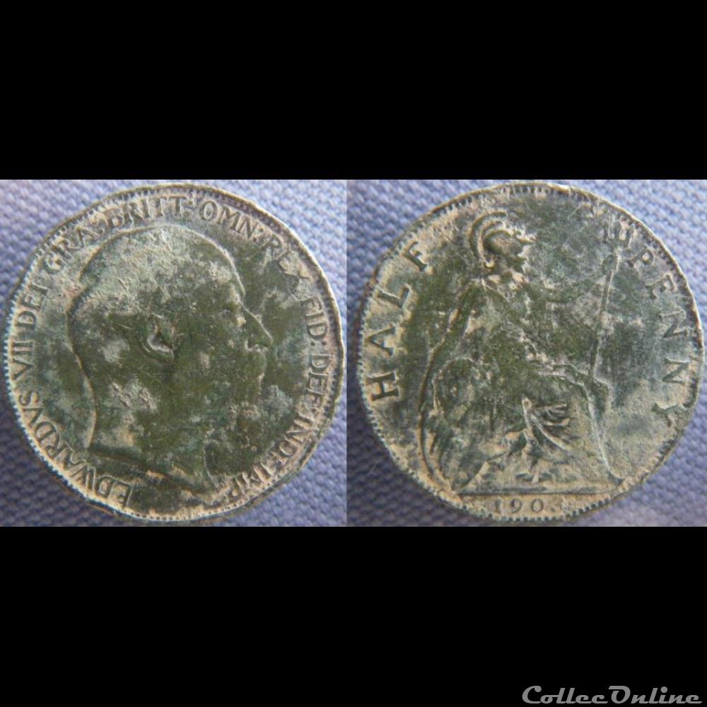 1/2 Penny 1903 monnaie monde royaume uni 1 2 penny 1903