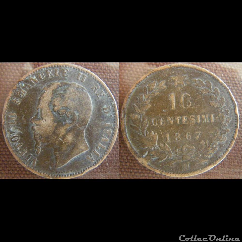 10 centesimi 1867 H monnaie monde italie 10 centesimi 1867 h