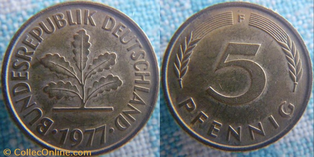 5 Pfennig 1977 F monnaie monde allemagne 5 pfennig 1977 f