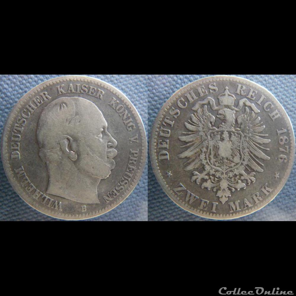 2 mark 1876 B monnaie monde allemagne 2 mark 1876 b