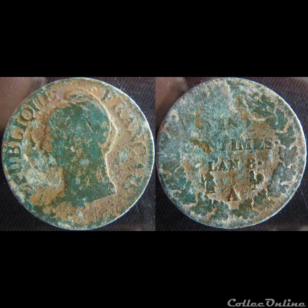 monnaie france moderne 5 centimes an 8 a