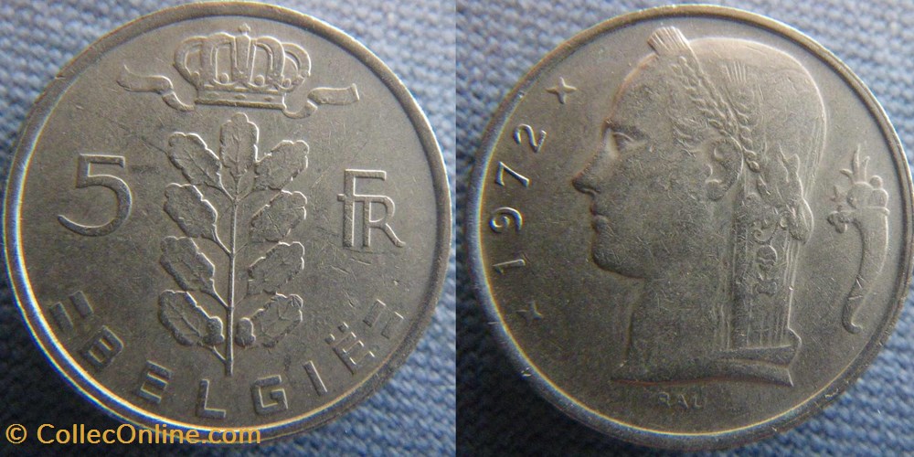 5 Francs 1972 fl monnaies monde belgique 5 francs 1972 fl