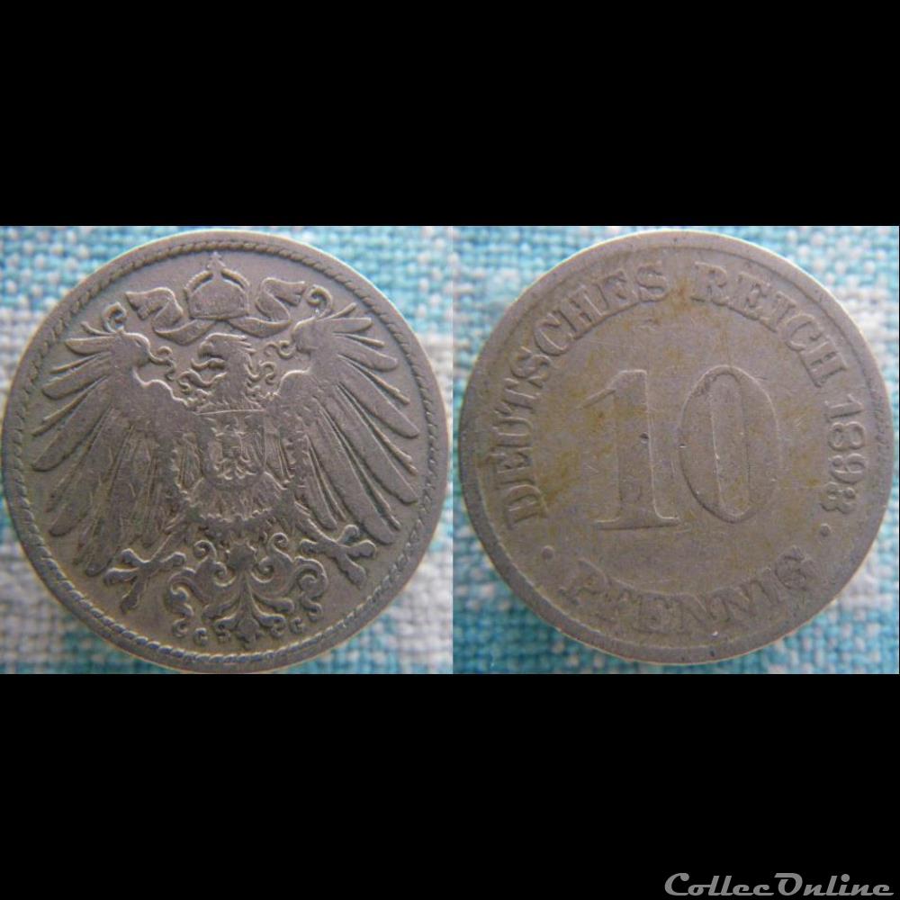 10 pfennig 1893 G monnaie monde allemagne 10 pfennig 1893 g