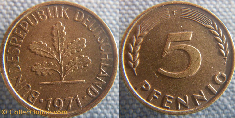 5 Pfennig 1971 F monnaie monde allemagne 5 pfennig 1971 f