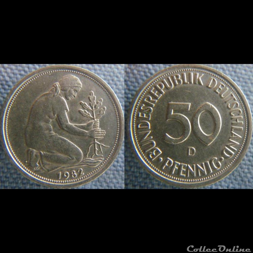 monnaie monde allemagne 50 pfennig 1982 d