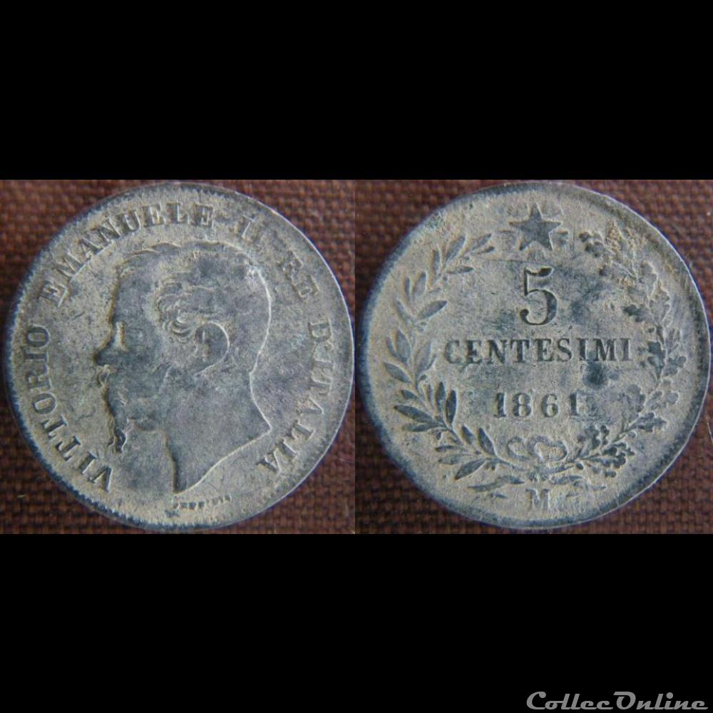 5 centesimi 1861 M monnaie monde italie 5 centesimi 1861 m