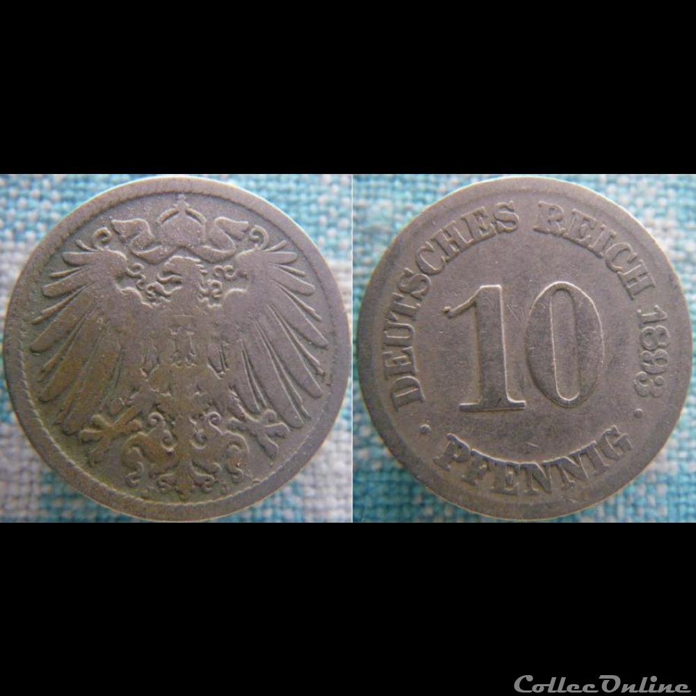 monnaie monde allemagne 10 pfennig 1893 j