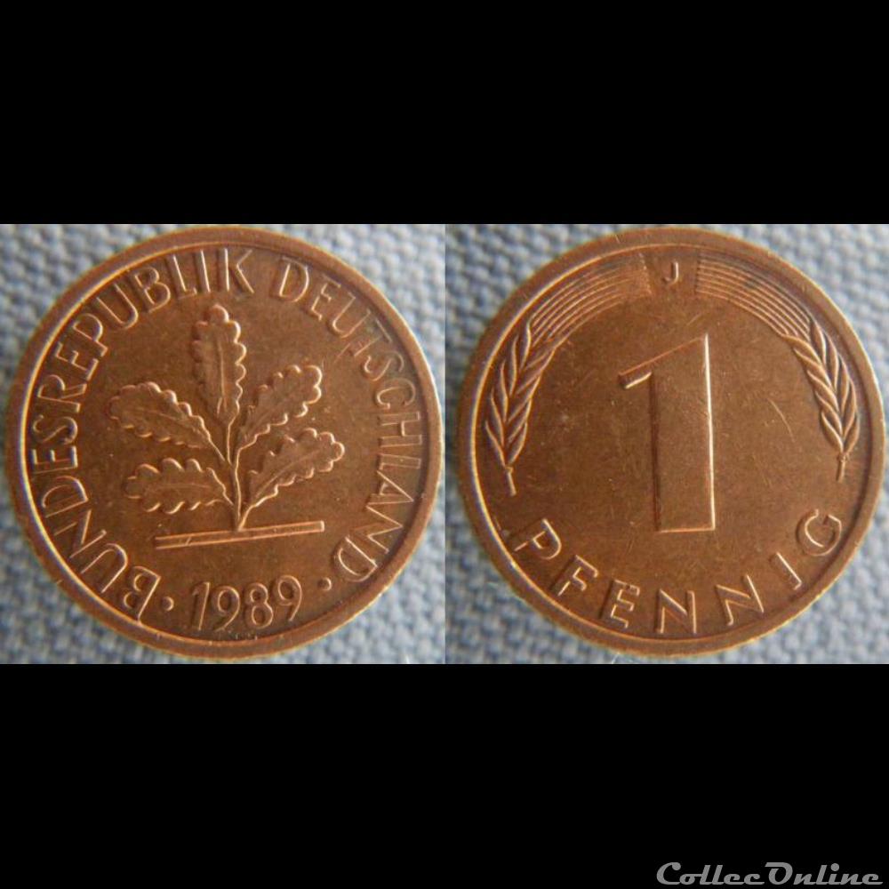 1 pfennig 1989 J monnaie monde allemagne 1 pfennig 1989 j