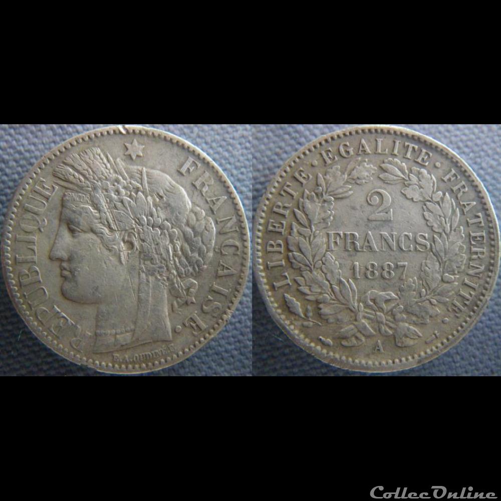 monnaie france moderne 2 francs 1887 a