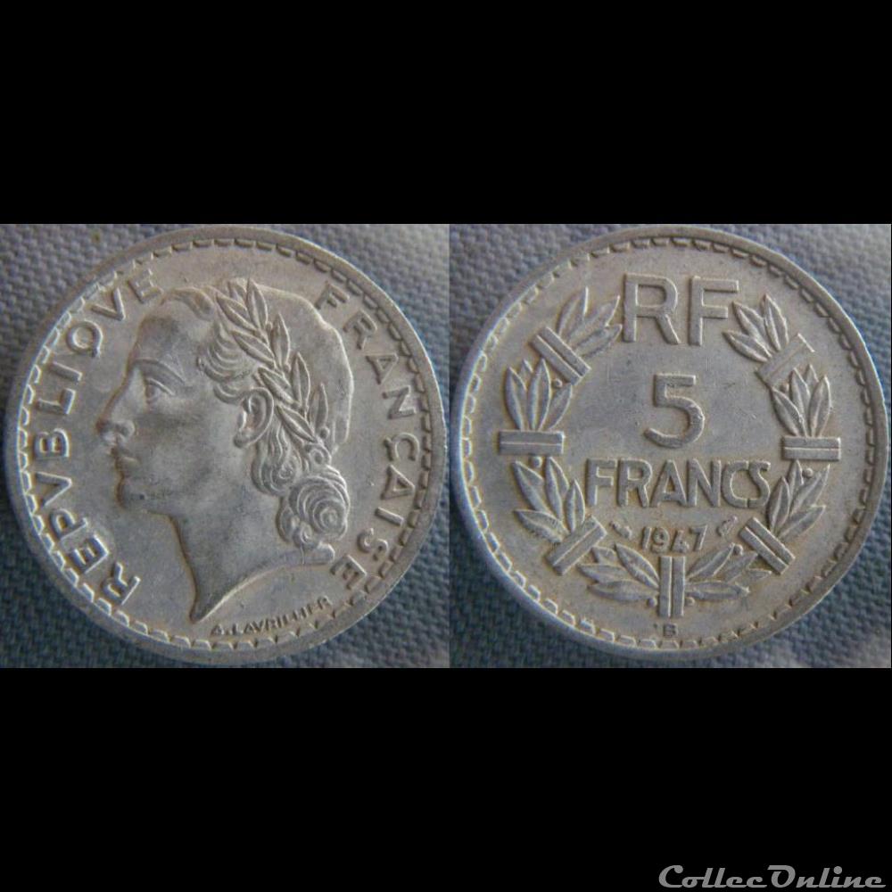 5 Francs 1947 B, 9 fermé monnaie france moderne 5 francs 1947 b 9 ferme