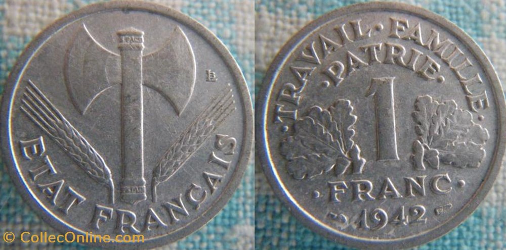 1 Franc 1942 lourde monnaie france moderne 1 franc 1942 lourde
