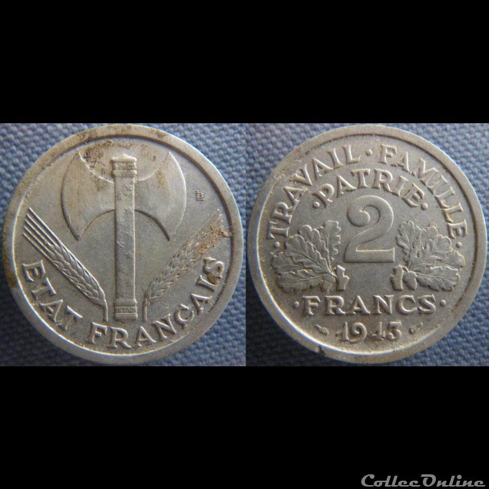 2 Francs 1943 monnaie france moderne 2 francs 1943