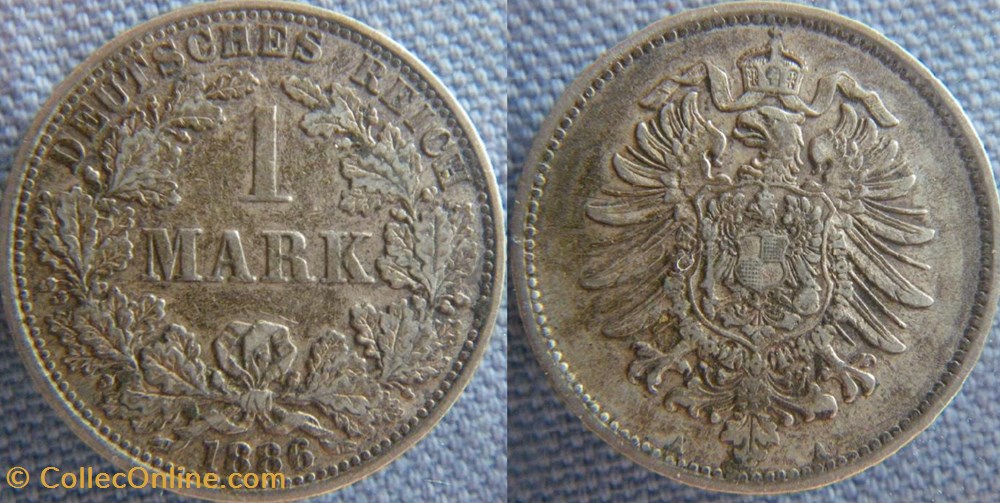 1 mark 1886 A monnaie monde allemagne 1 mark 1886 a