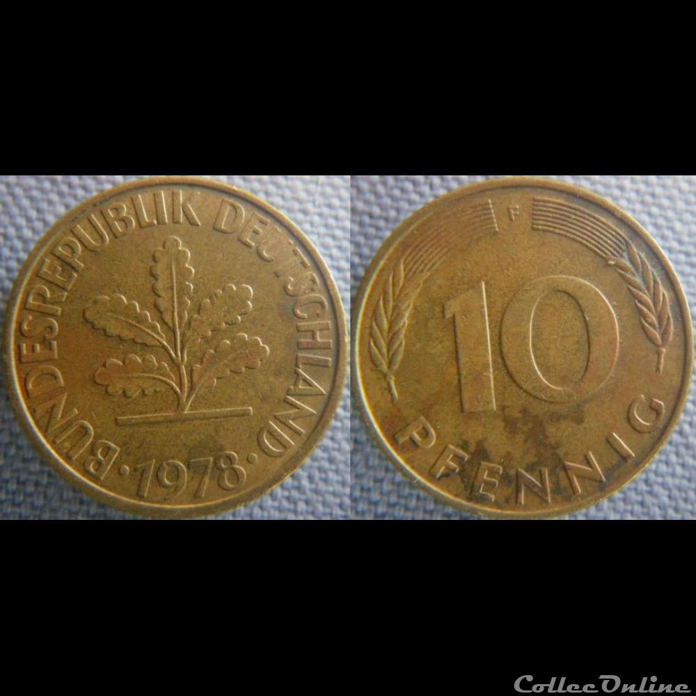 monnaie monde allemagne 10 pfennig 1978 f