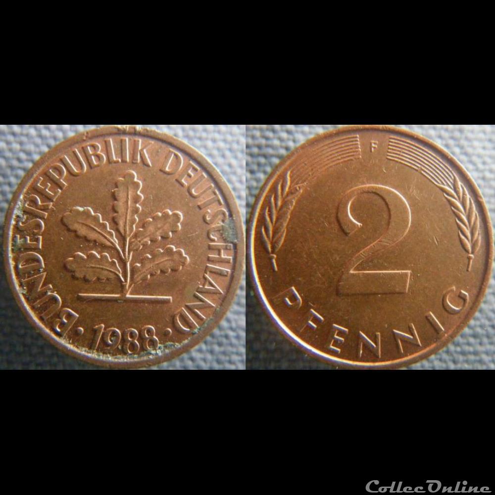2 Pfennig 1988 F monnaie monde allemagne 2 pfennig 1988 f