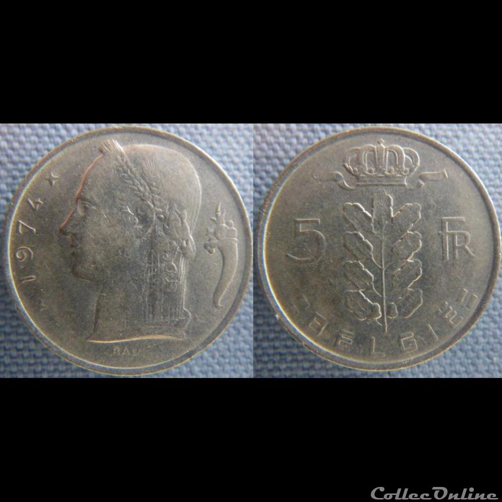 monnaie monde belgique 5 francs 1974 fl