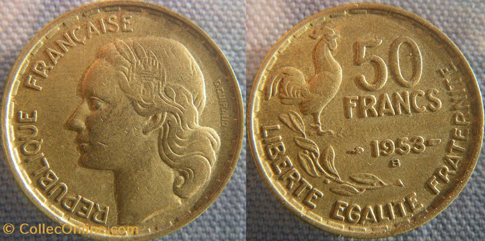 50 Francs 1953 B monnaie france moderne 50 francs 1953 b
