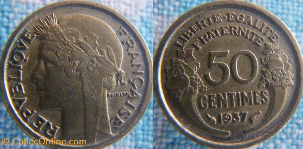 50 Centimes 1937 monnaie france a moderne 50 centimes 1937