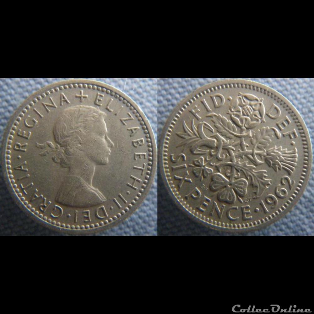 6 Pence 1962 monnaie monde royaume uni 6 pence 1962