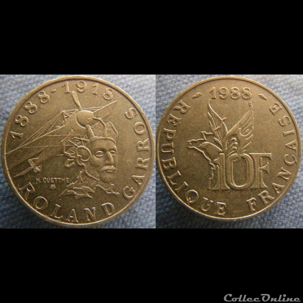 monnaie france moderne 10 francs 1988 roland garros