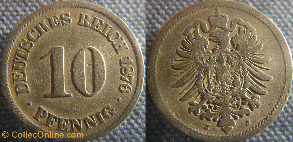 monnaie monde allemagne 10 pfennig 1876 j