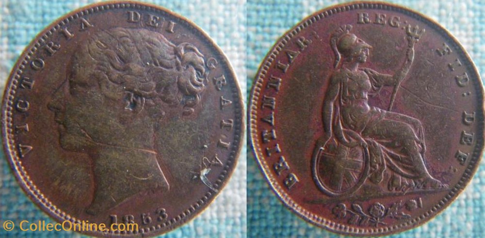 Farthing 1853 monnaie monde royaume uni farthing 1853