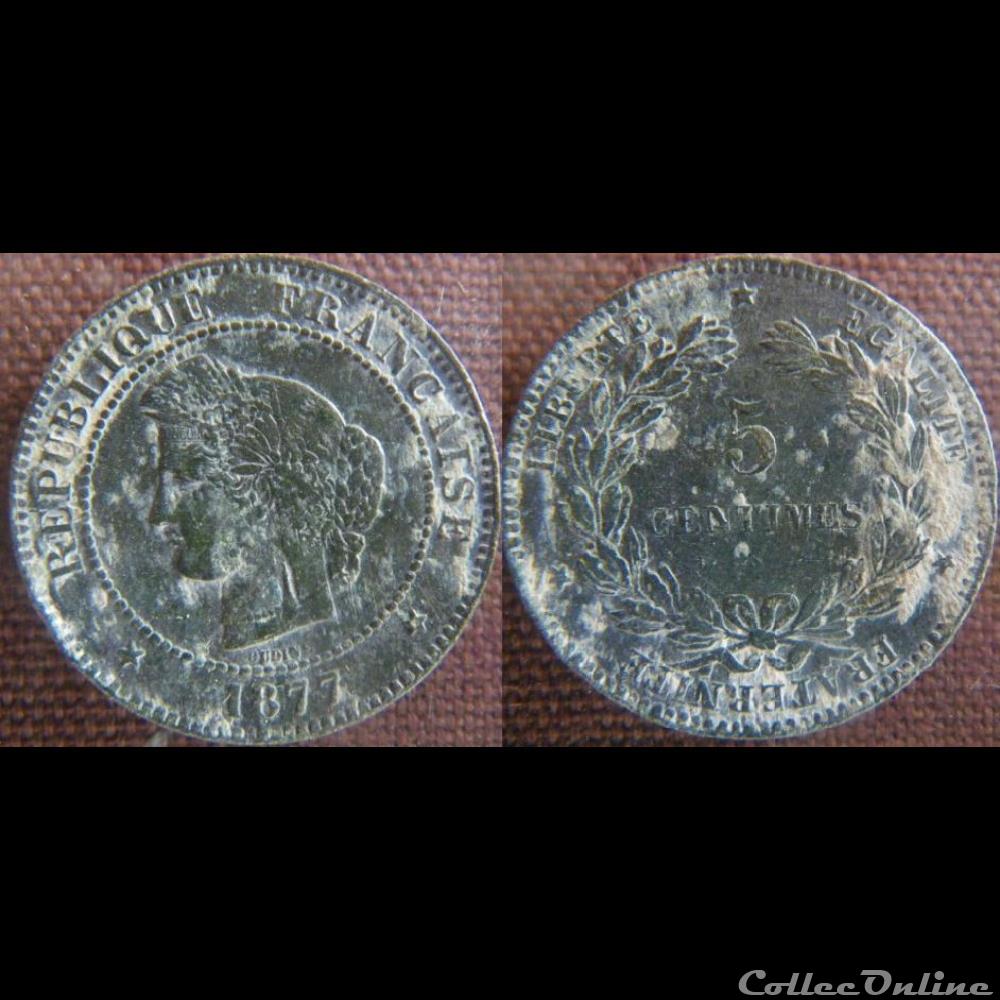 5 Centimes 1877 K monnaie france moderne 5 centimes 1877 k