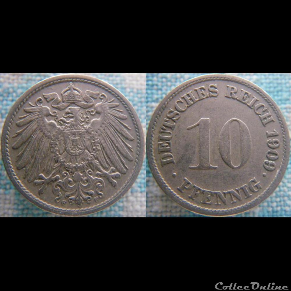 10 pfennig 1909 F monnaie monde allemagne 10 pfennig 1909 f