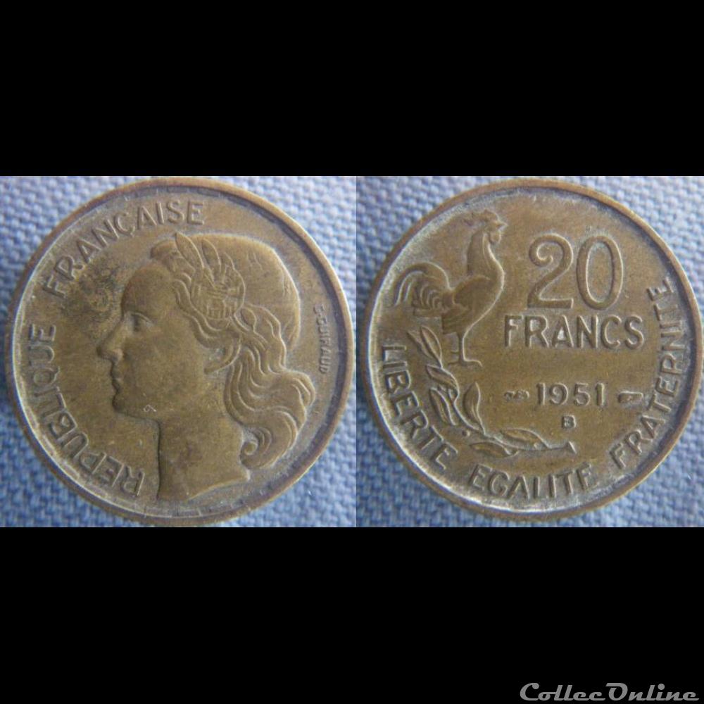 20 Francs 1951 B monnaie france moderne 20 francs 1951 b