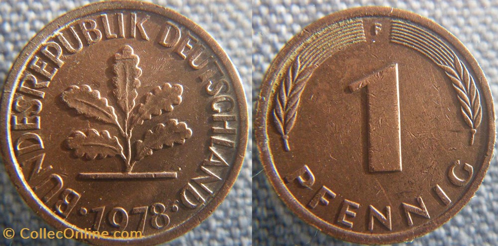 1 pfennig 1978 F monnaie monde allemagne 1 pfennig 1978 f