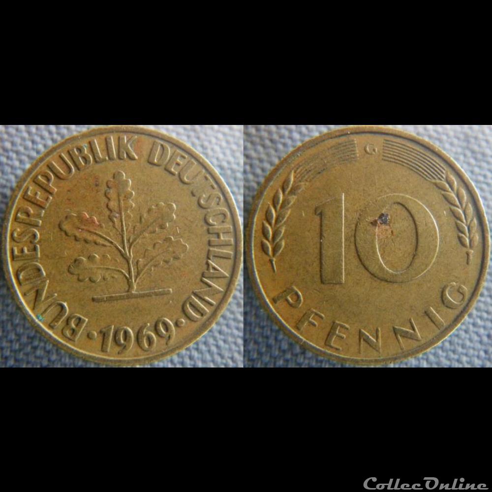 monnaie monde allemagne 10 pfennig 1969 g