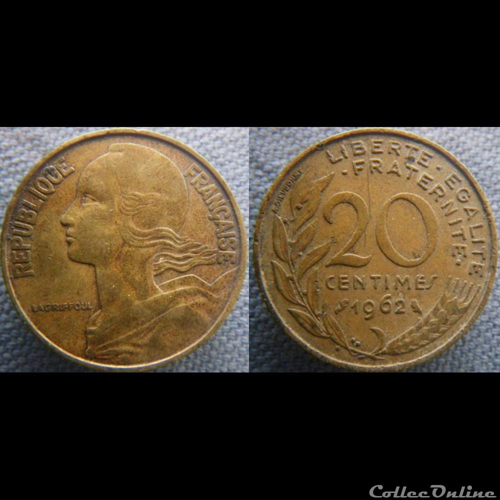 20 Centimes 1962 monnaie france moderne 20 centimes 1962