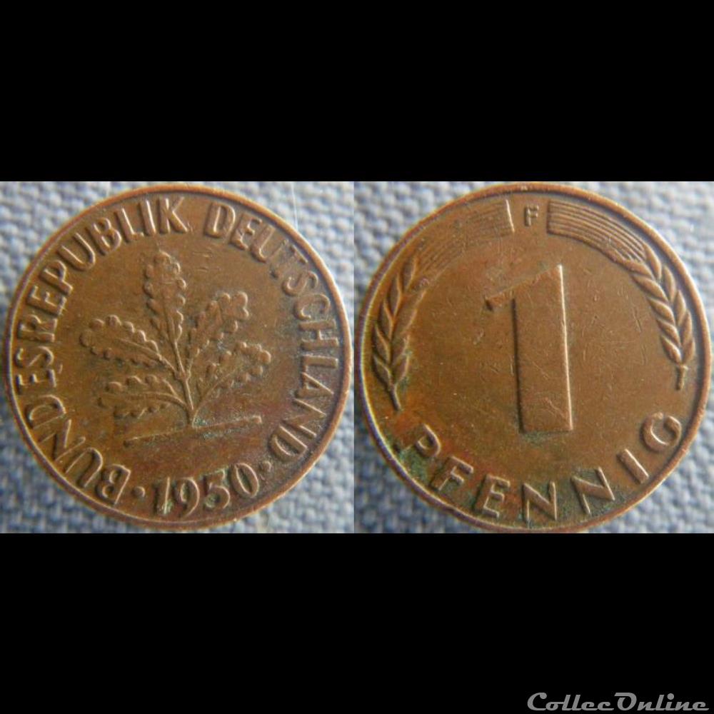 1 pfennig 1950 F monnaie monde allemagne 1 pfennig 1950 f