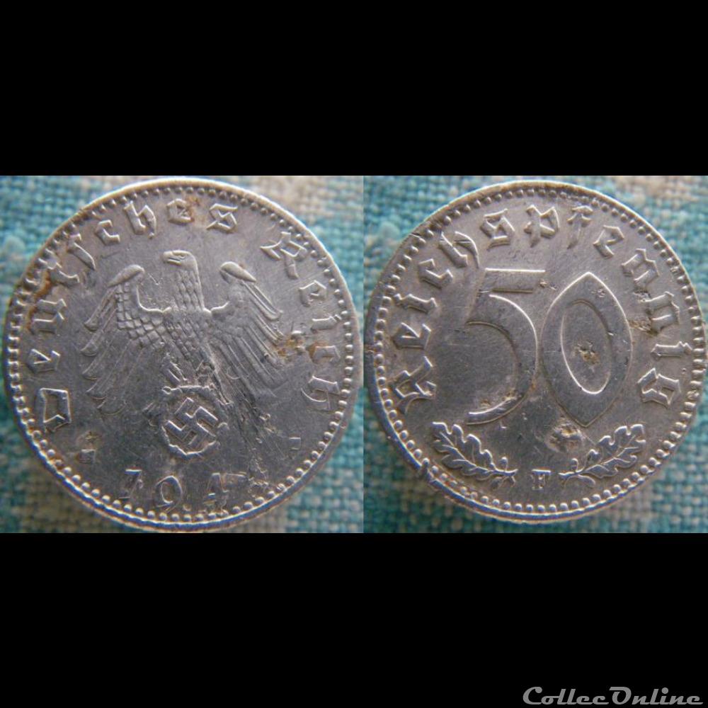50 Reichspfennig 1944 F monnaie monde allemagne 50 reichspfennig 1944 f