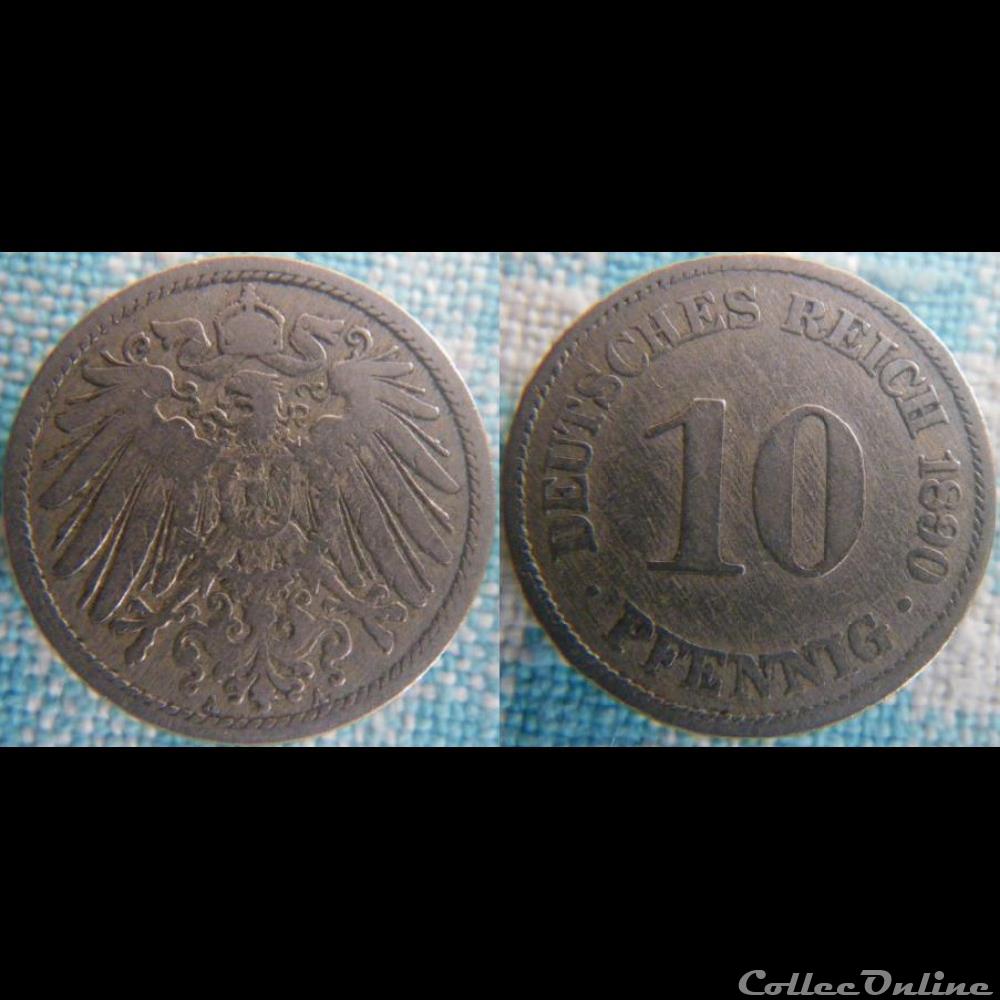 10 pfennig 1890 A monnaie monde allemagne 10 pfennig 1890 a