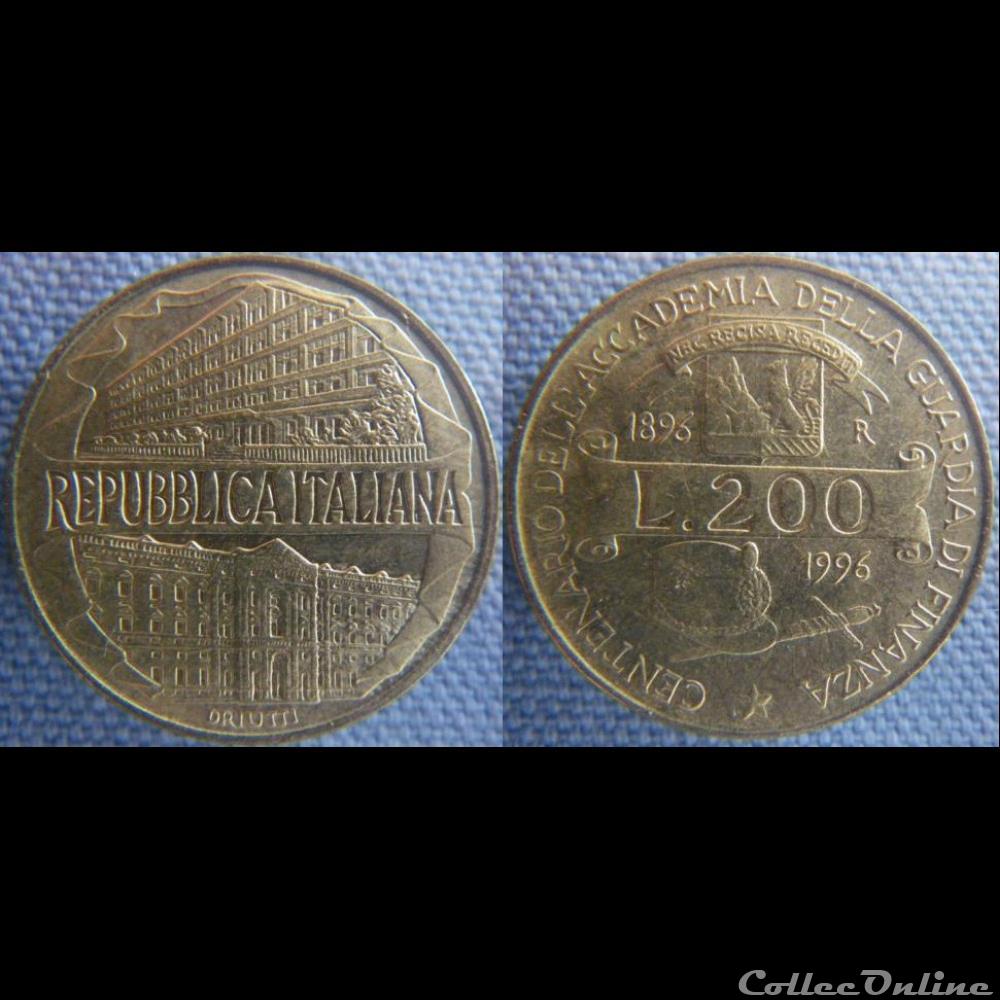 monnaie monde italie 200 lire 1996