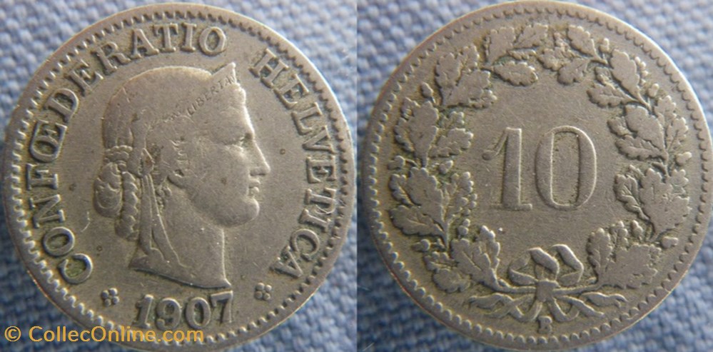 10 Rappen 1907 B monnaie monde suisse 10 rappen 1907 b