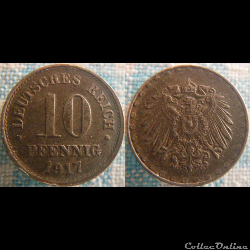 10 Pfennig 1917 G monnaie monde allemagne 10 pfennig 1917 g