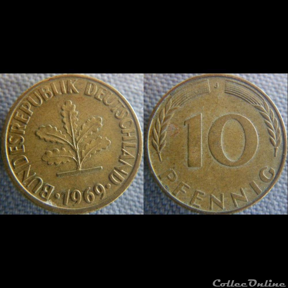 monnaie monde allemagne 10 pfennig 1969 j